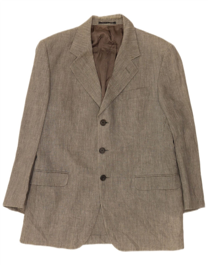 Giacca blazer da uomo a 3 bottoni Fendi IT 50 grande lino grigio