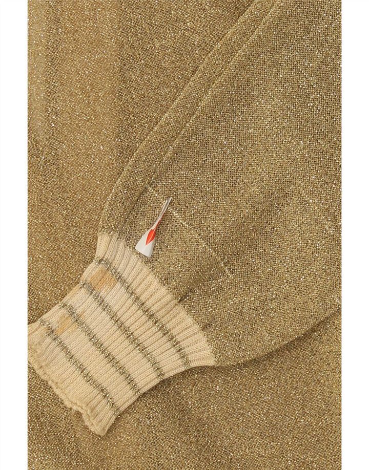 Maglione cardigan da donna La Perla UK 12 medio oro screziato
