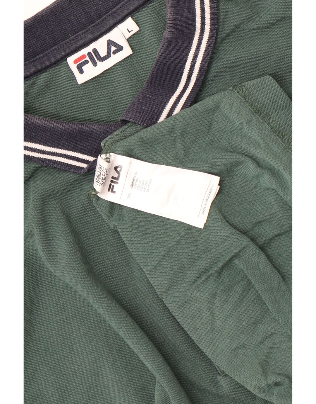 Polo da uomo Fila Large in cotone color block verde