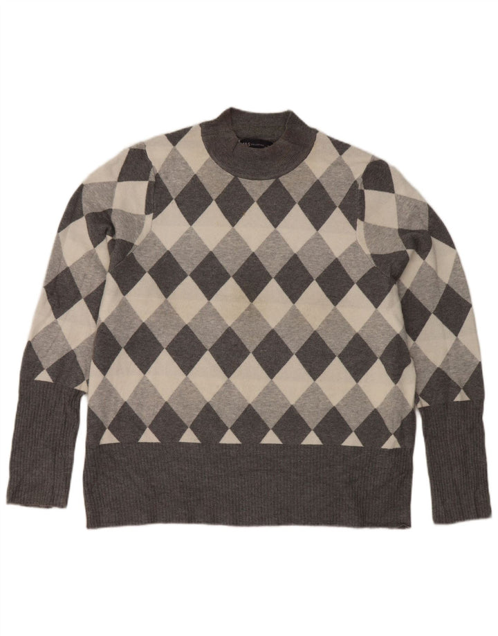 Maglione maglione collo alto da donna Marks & Spencer UK 22 3XL Grigio