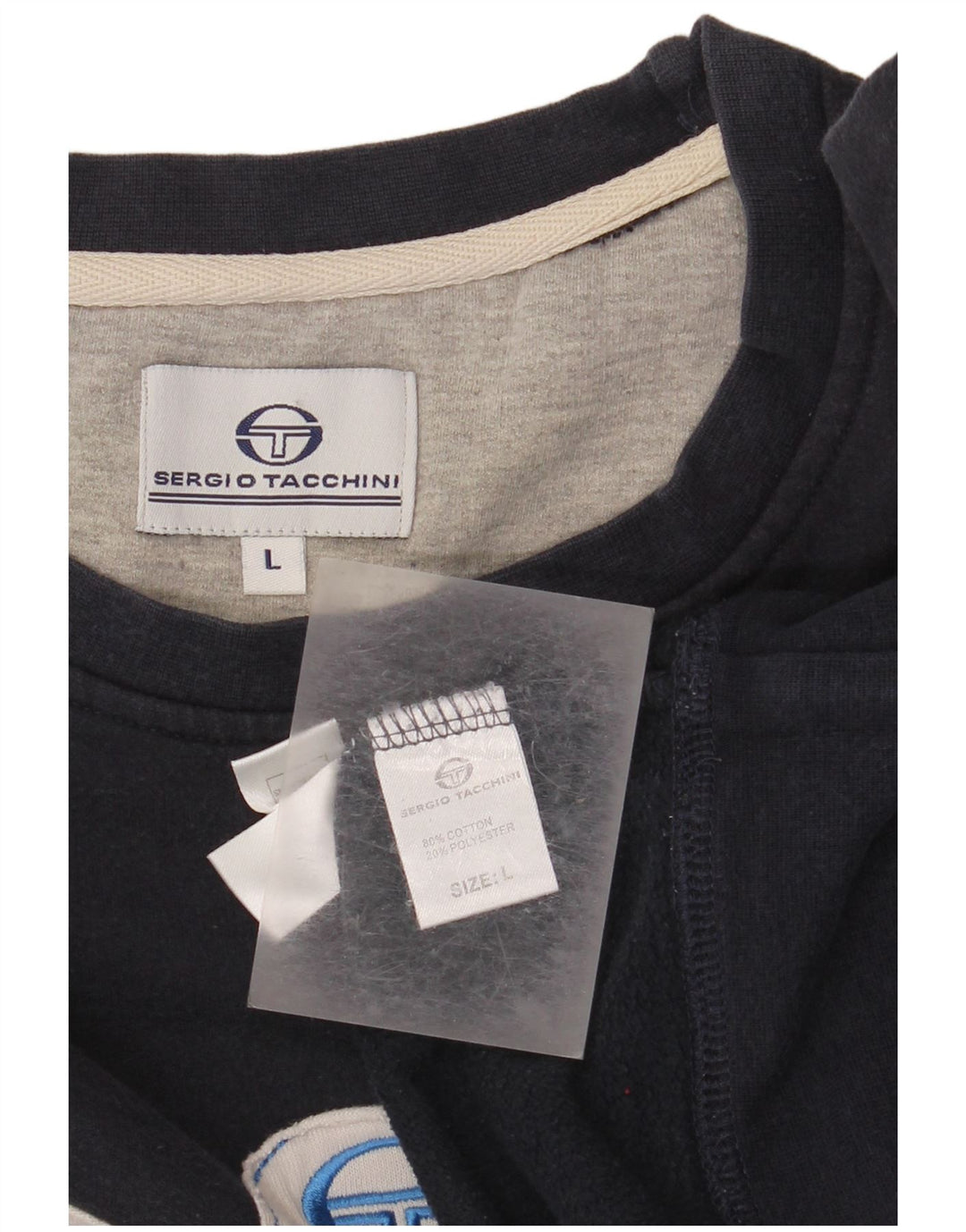 Sergio Tacchini Felpa grafica da uomo Maglione Large Blu Navy Colourblock