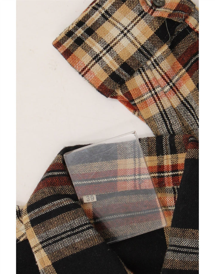 Camicia vintage da uomo in flanella taglia 39 poliacrilico a quadri multicolore medio