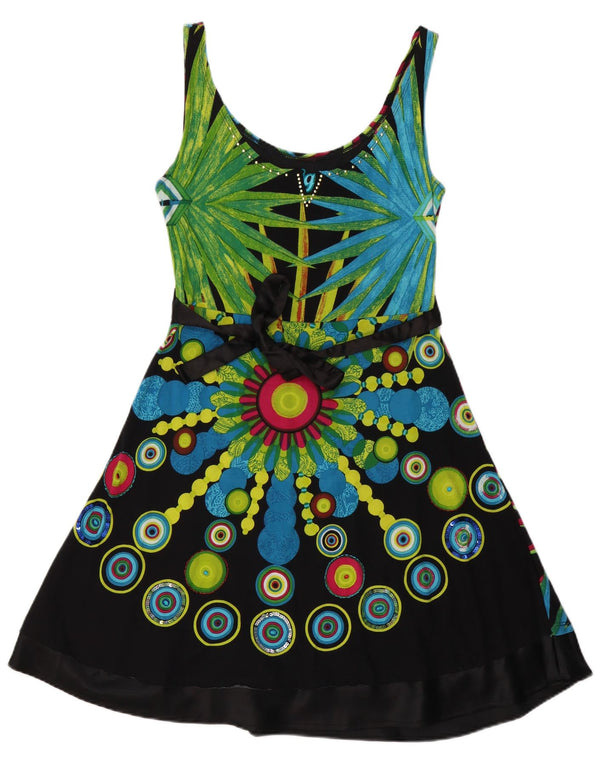 Desigual Womens Graphic Sundress UK 14 Grande cotone geometrico multicolore