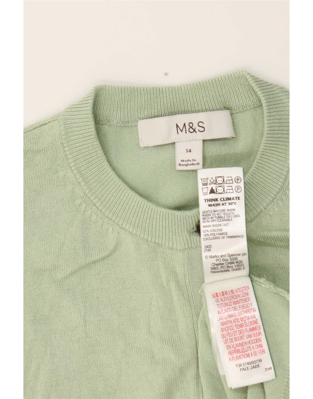 Maglione cardigan da donna Marks & Spencer UK 14 Viscosa verde medio