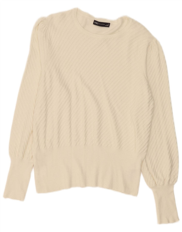 Maglione maglione con scollo a barca da donna Marks & Spencer UK 14 medio bianco sporco