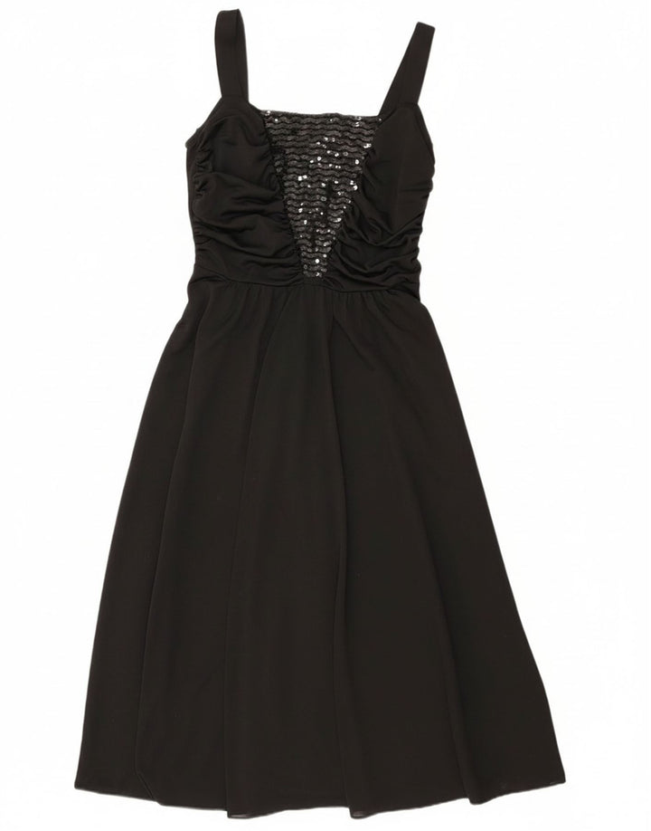 Abito lungo da cocktail senza maniche da donna Hermann Lange EU 40 medio nero