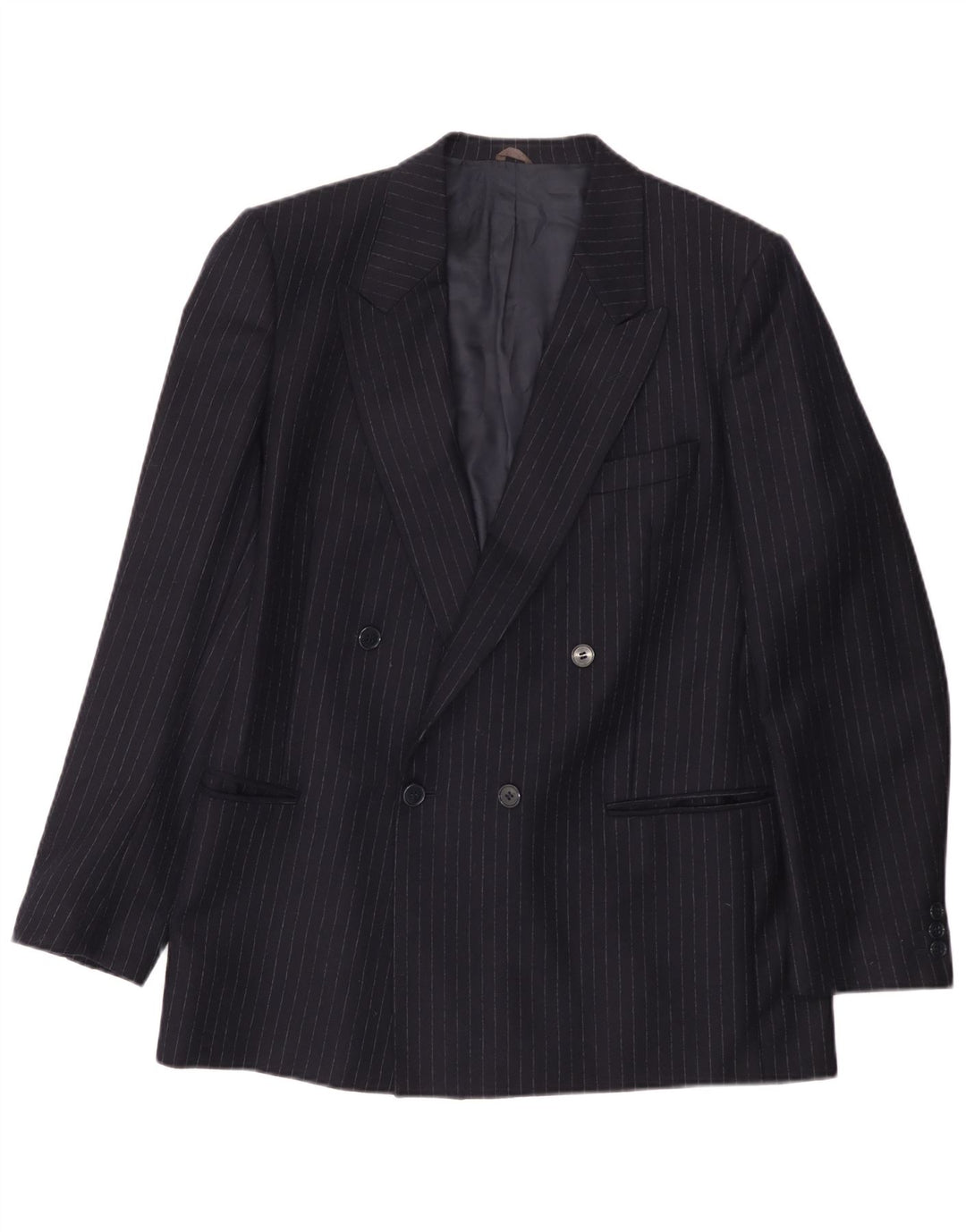 Giacca blazer doppiopetto da uomo Lubiam UK 38 gessato medio blu navy