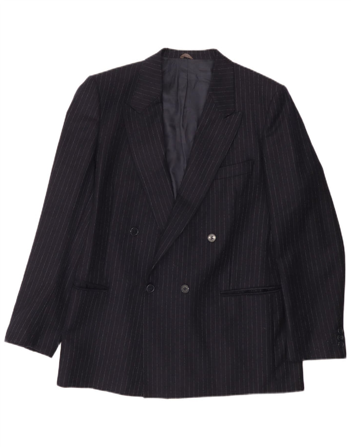 Giacca blazer doppiopetto da uomo Lubiam UK 38 gessato medio blu navy