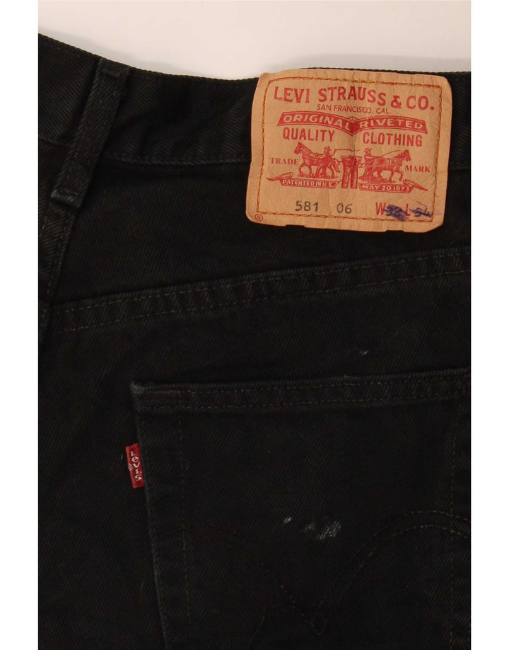 Pantaloncini di jeans invecchiati Levi's 581 da donna grandi W32 in cotone nero