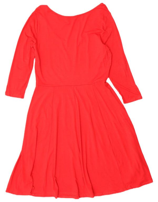 CALVIN KLEIN Abito da donna a trapezio con maniche a 3/4 US 12 Large Rosso