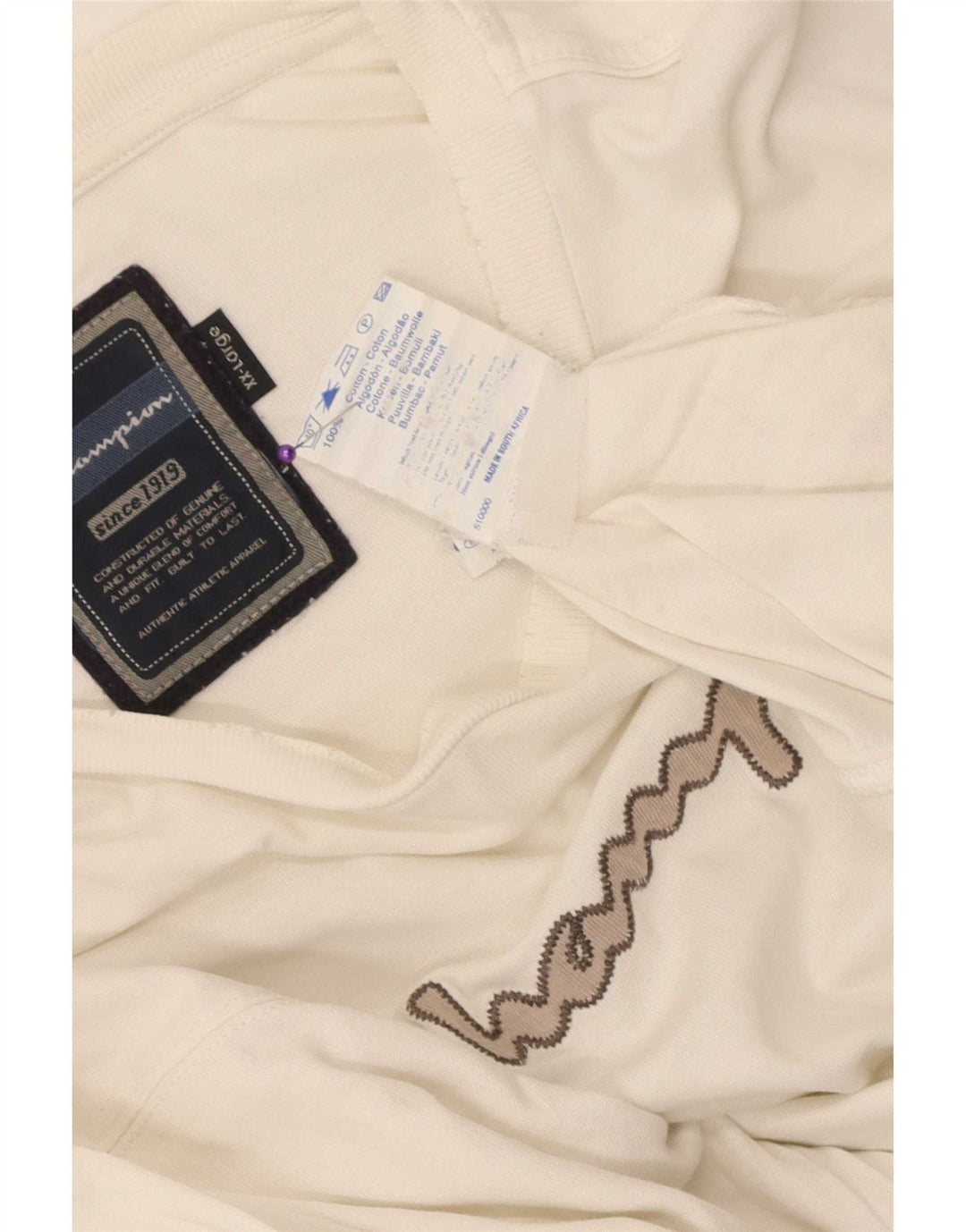 Top grafico da uomo Champion manica lunga 2XL cotone bianco