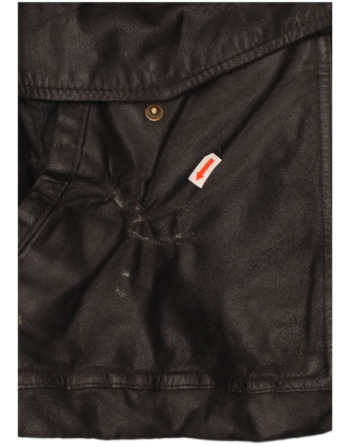 Giacca in pelle vintage da uomo IT 56 3XL Pelle nera