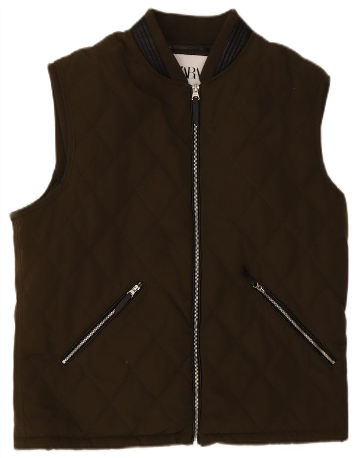 Gilet trapuntato da uomo Zara UK 40 grande poliestere kaki