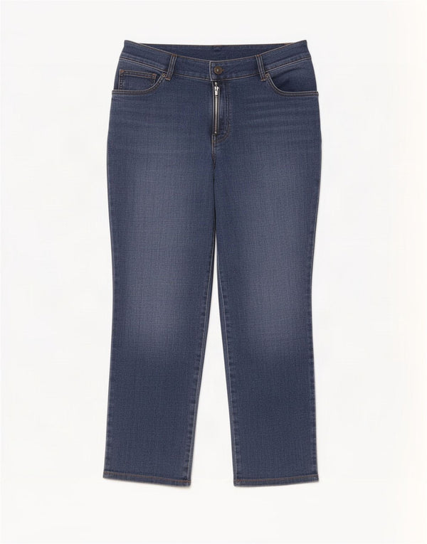 Jeans dritti Lee da donna a vita media con vestibilità rilassata US 14 XL W34 L28 cotone blu