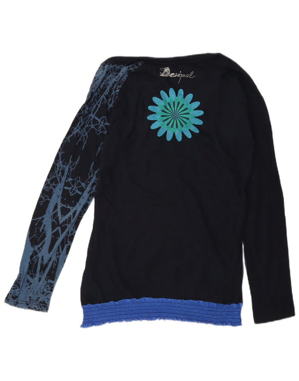 Desigual Maglietta grafica da donna a maniche lunghe UK 14 Cotone geometrico nero medio