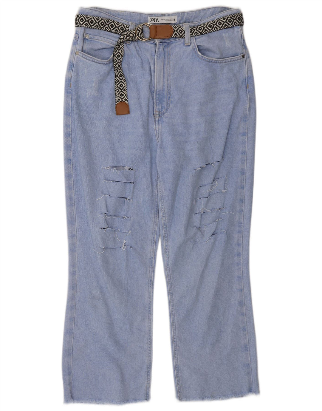 Jeans corti effetto invecchiato da donna Zara EU 38 piccolo W28 L24 cotone blu