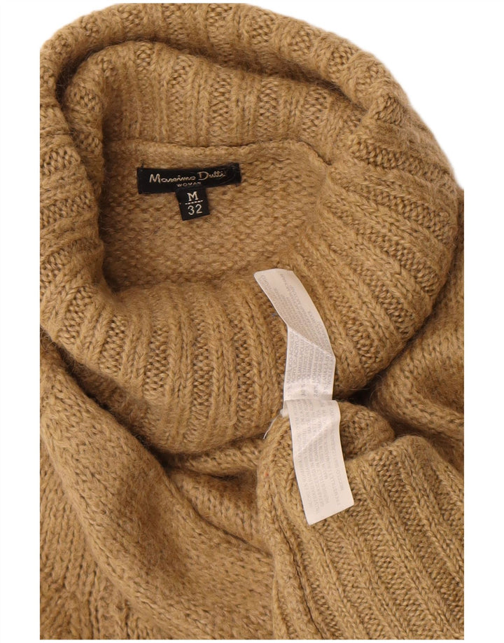 Maglione maglione da donna a collo alto Massimo Dutti UK 12 Acrilico beige medio