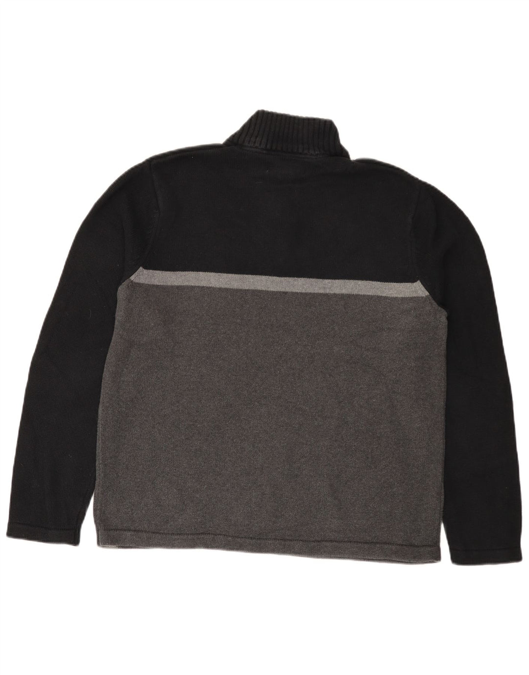Eddie Bauer Maglione da uomo con zip e collo grande in cotone color block nero