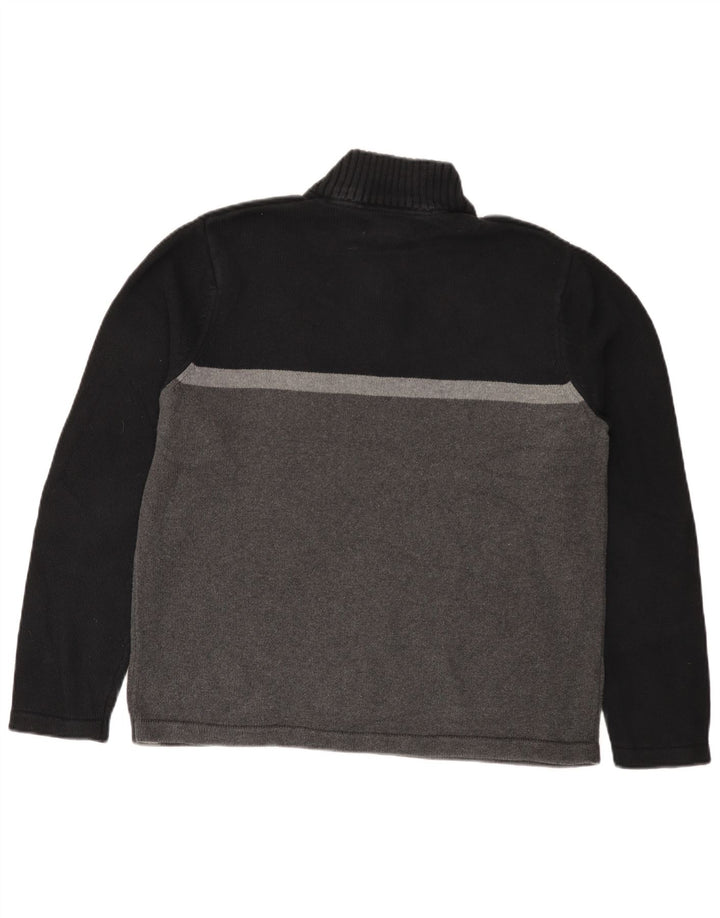 Eddie Bauer Maglione da uomo con zip e collo grande in cotone color block nero