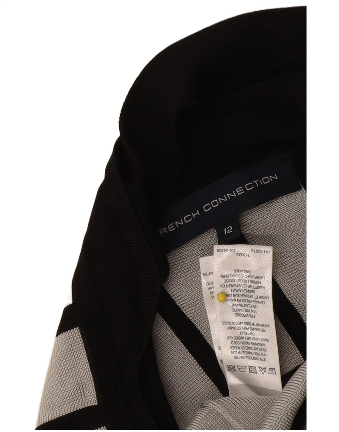 Abito aderente da donna French Connection UK 12 a righe bianche medie