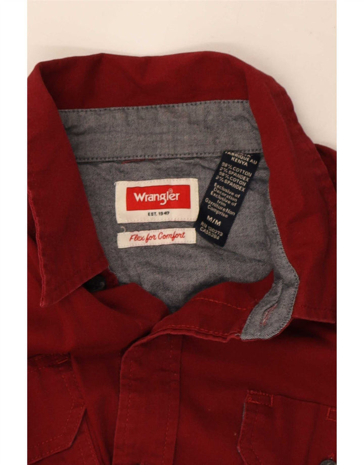 Camicia a maniche corte da uomo Wrangler in cotone bordeaux medio