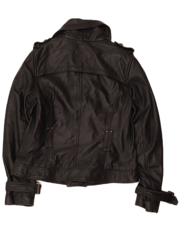 Giacca in pelle doppio petto da donna Conbipel UK 12 media pelle nera