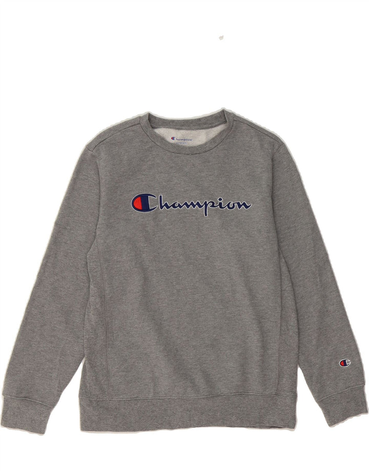 CHAMPION Womens Graphic Sweatshirt Jumper UK 14 Large Grey Cotton Vintage Champion and Second-Hand Champion from Messina Hembry 