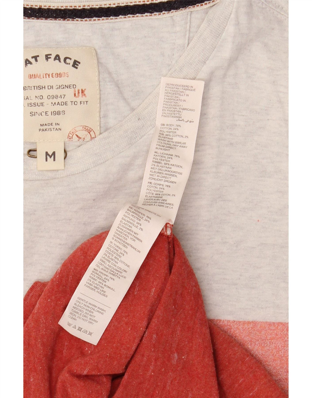 T-shirt da uomo FAT FACE Top in cotone color block rosso medio