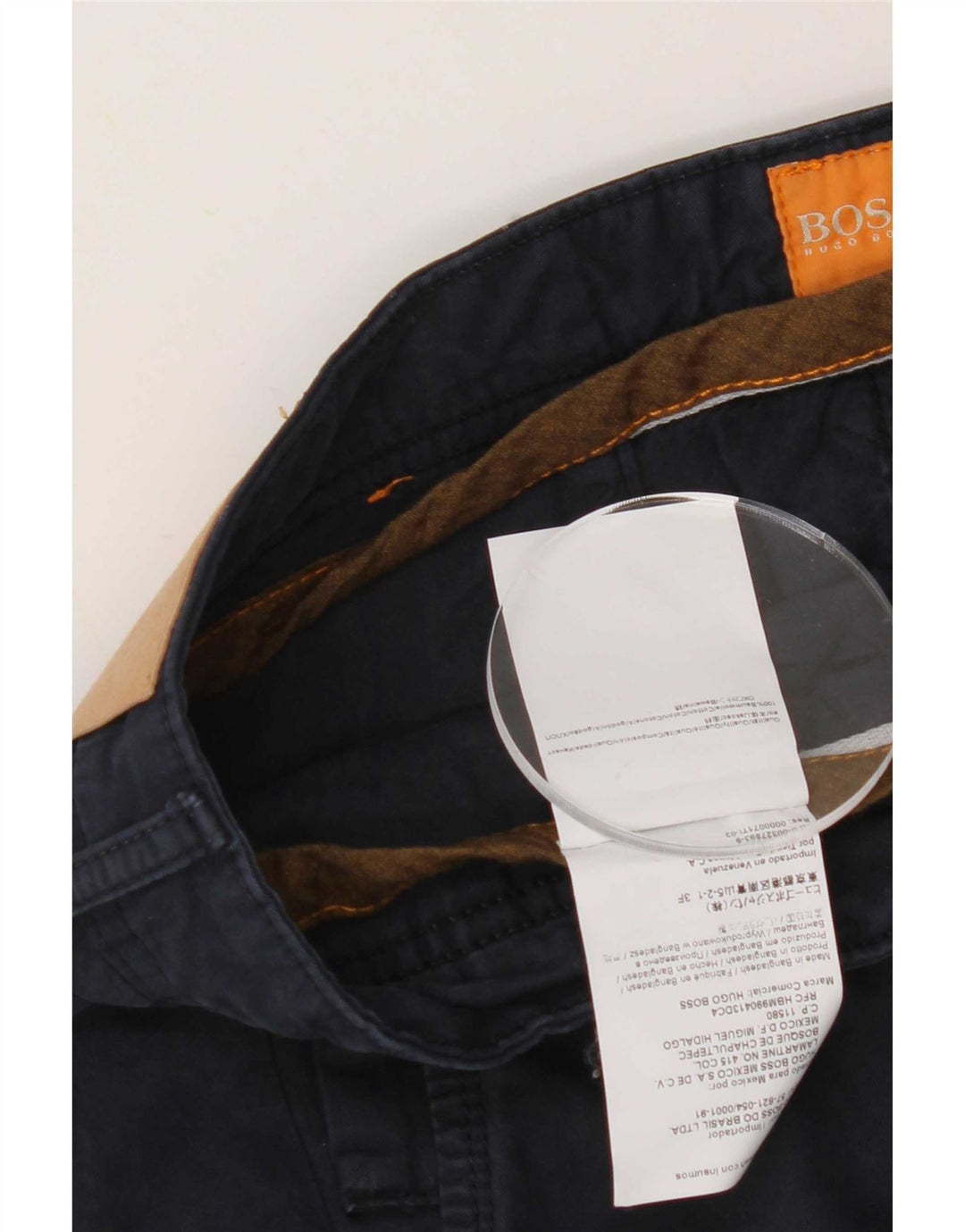 Pantaloncini chino da uomo Hugo Boss W36 grandi in cotone blu navy