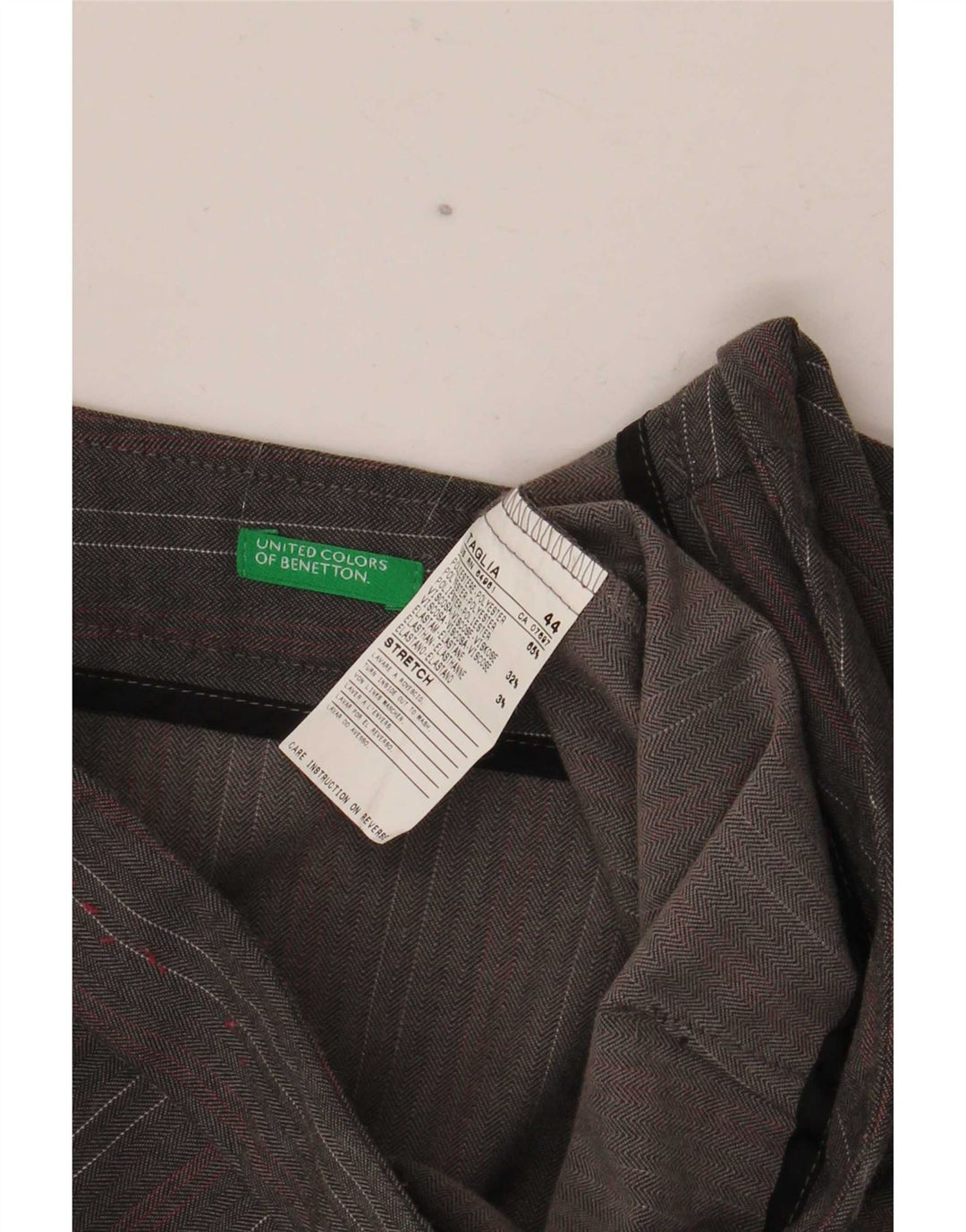 Pantaloni da completo elasticizzati da donna Benetton IT 44 Medium W32 L35 Gessato grigio