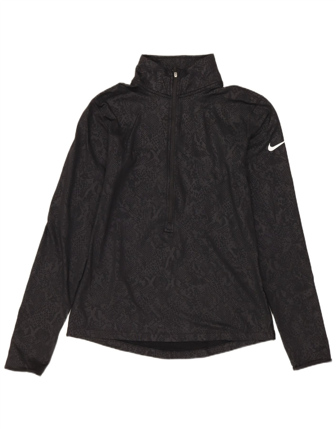 NIKE Top da tuta pullover Dri Fit da donna UK 12 medio nero stampa animalier