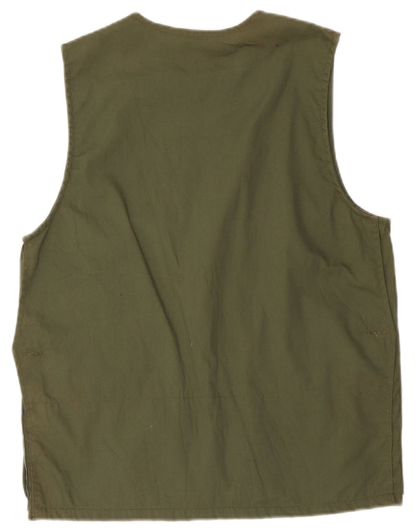 Vintage Mens Utility Gilet IT 46 Small Khaki Cotton