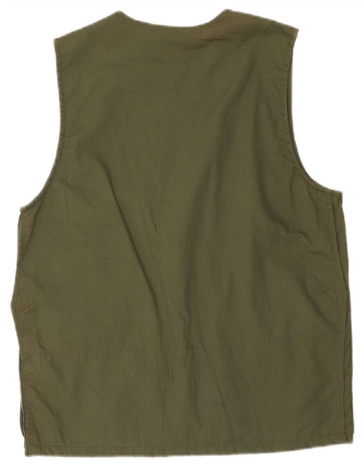 Vintage Mens Utility Gilet IT 46 Small Khaki Cotton