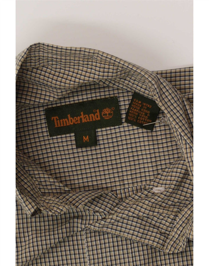 Camicia a maniche corte da uomo Timberland in cotone a quadri beige medio