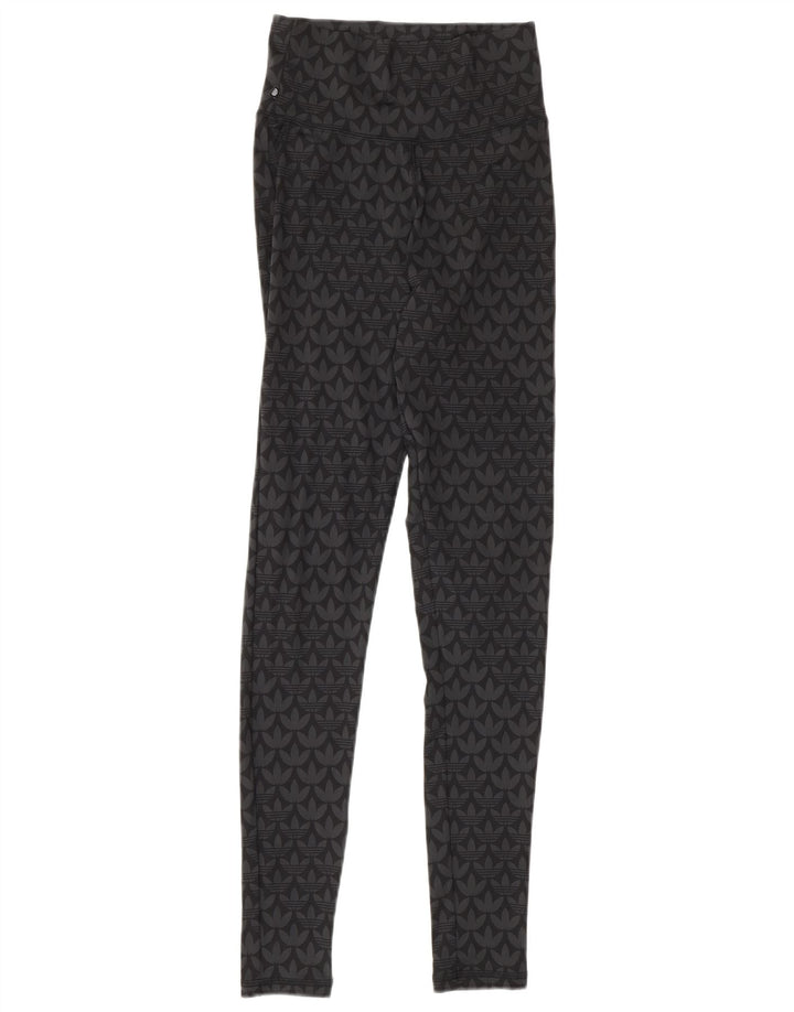 Leggings grafici Adidas da donna UK 4/6 XS poliestere nero