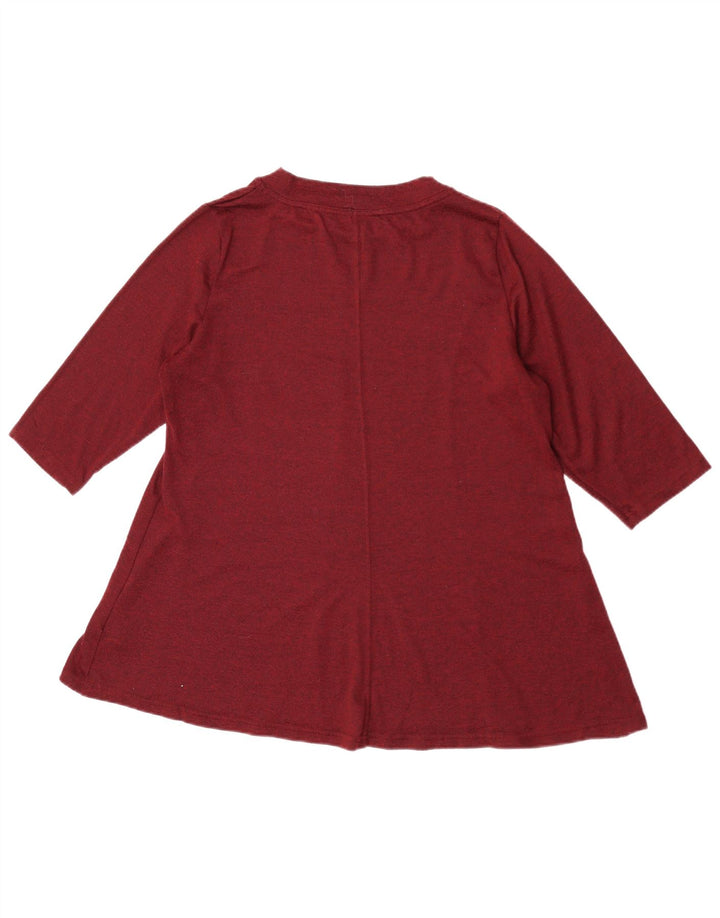 Marks & Spencer Top da donna manica 3/4 UK 20 2XL Borgogna Poliestere