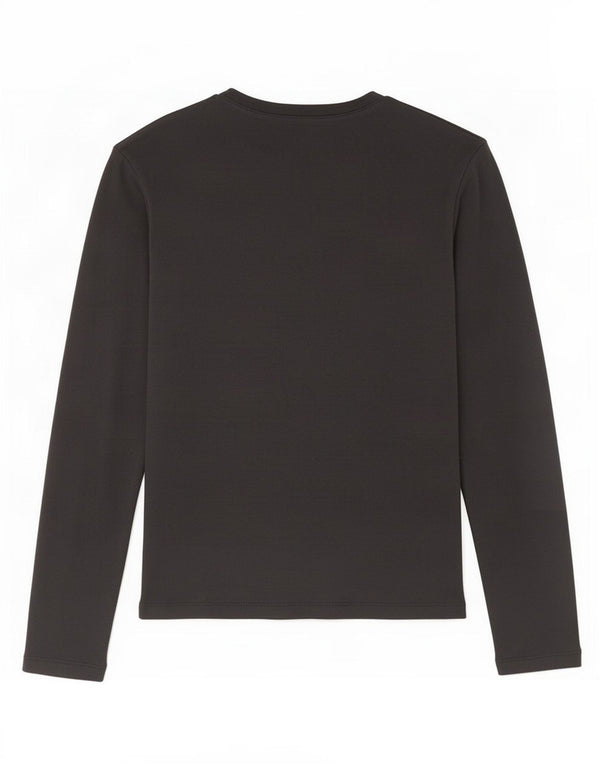 Tommy Hilfiger Donna Top Manica Lunga UK 12 Medio Nero Cotone