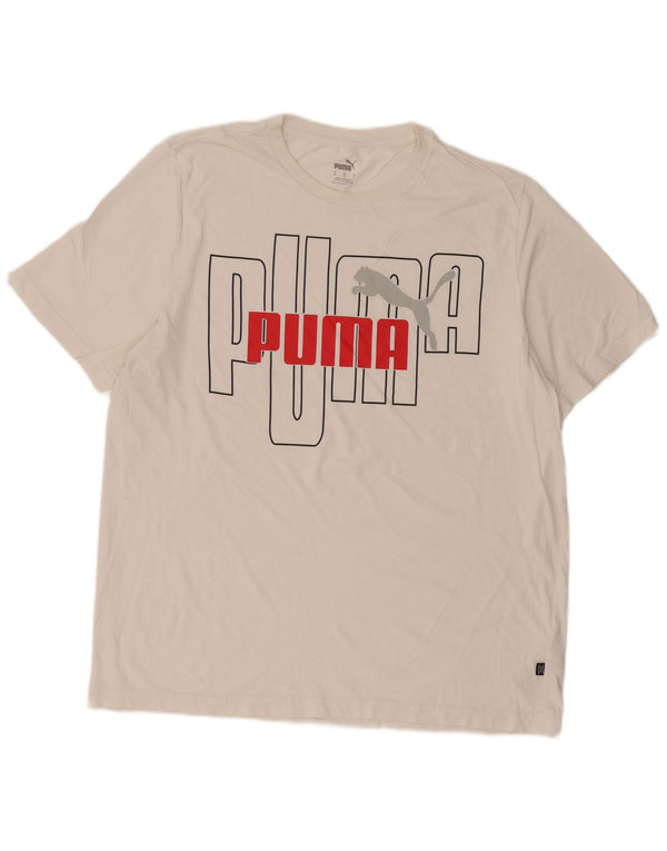 T-shirt grafica da uomo Puma Top XL in cotone bianco