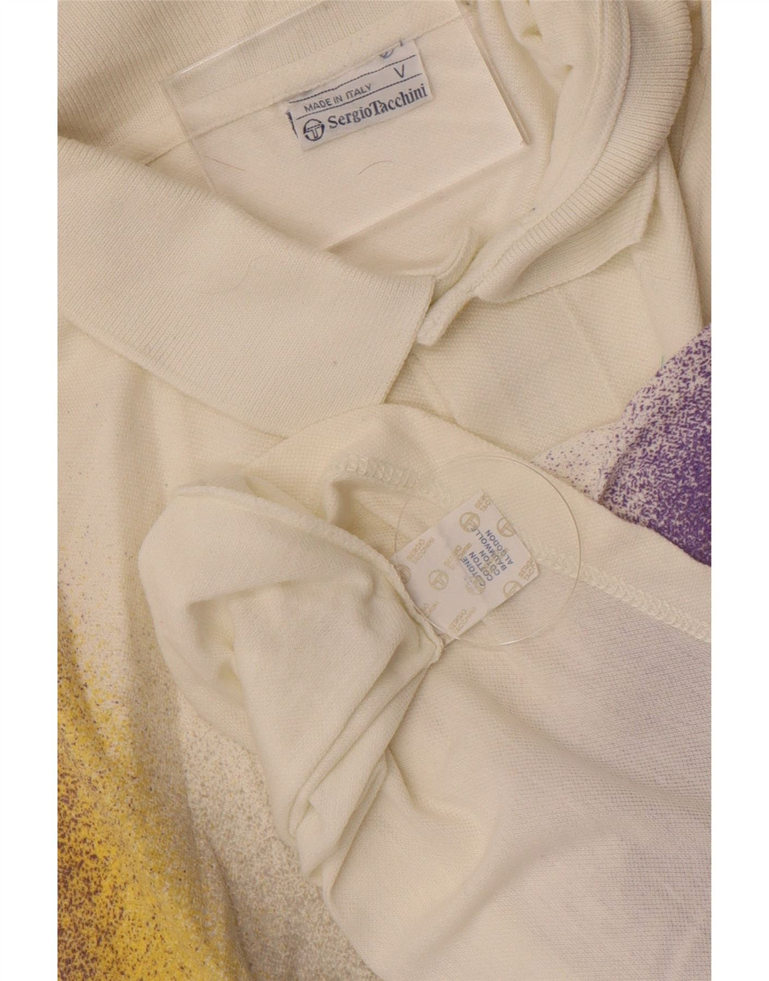 Polo da uomo Sergio Tacchini grande in cotone color block bianco