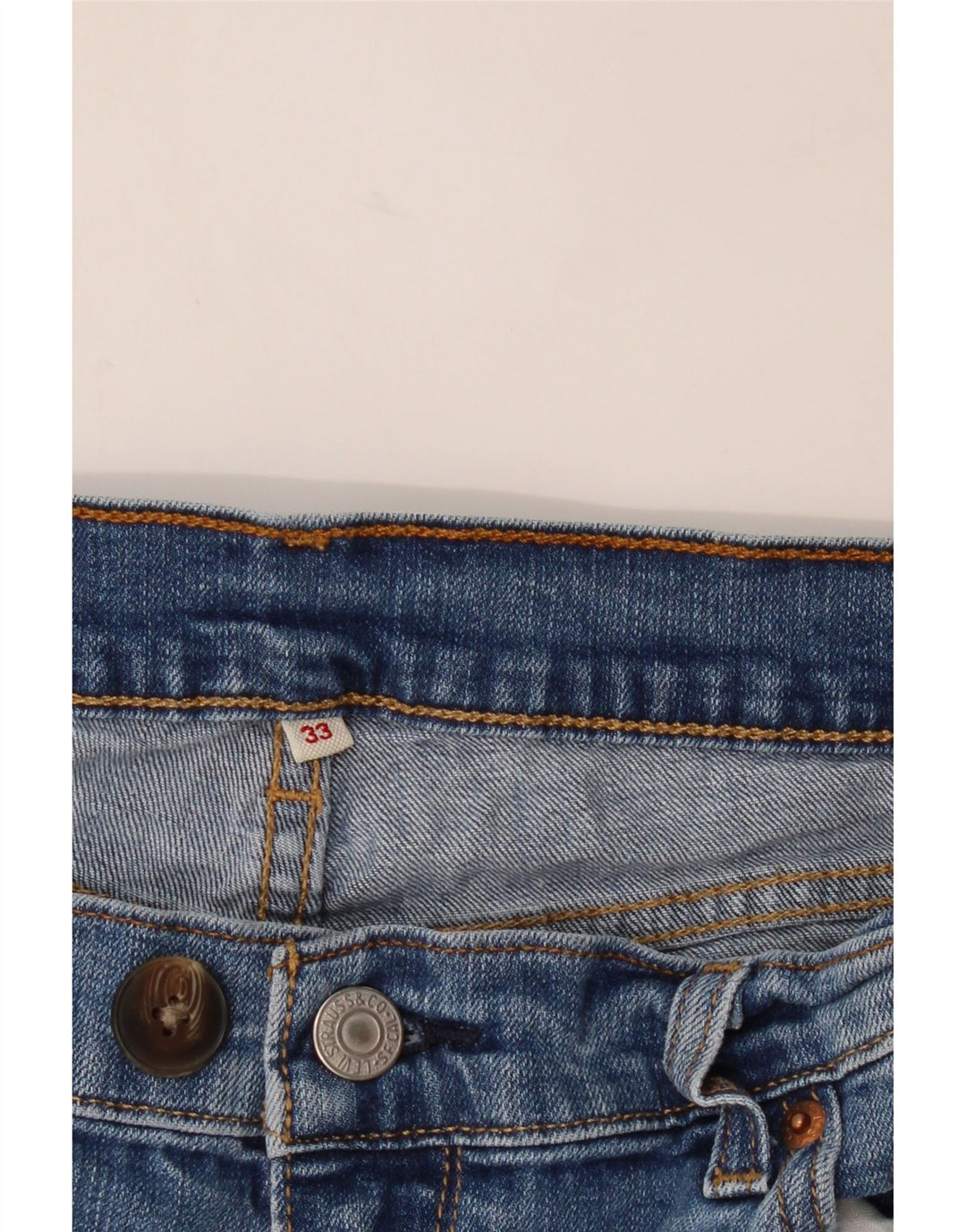 LEVI'S Womens Distressed Denim Shorts W33 Medium Blue Vintage Levi's and Second-Hand Levi's from Messina Hembry 