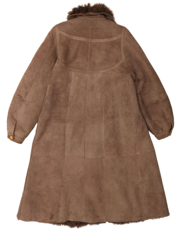 Cappotto in shearling vintage da donna UK 14 Marrone medio