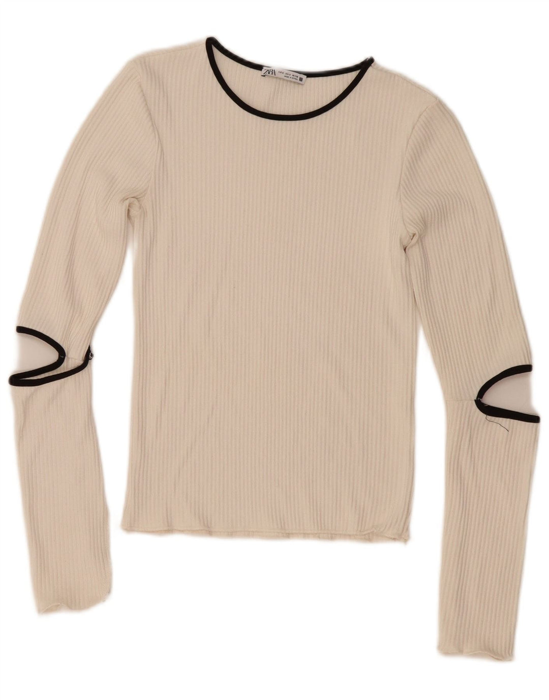 Top Zara da donna a maniche lunghe UK 8 Small bianco