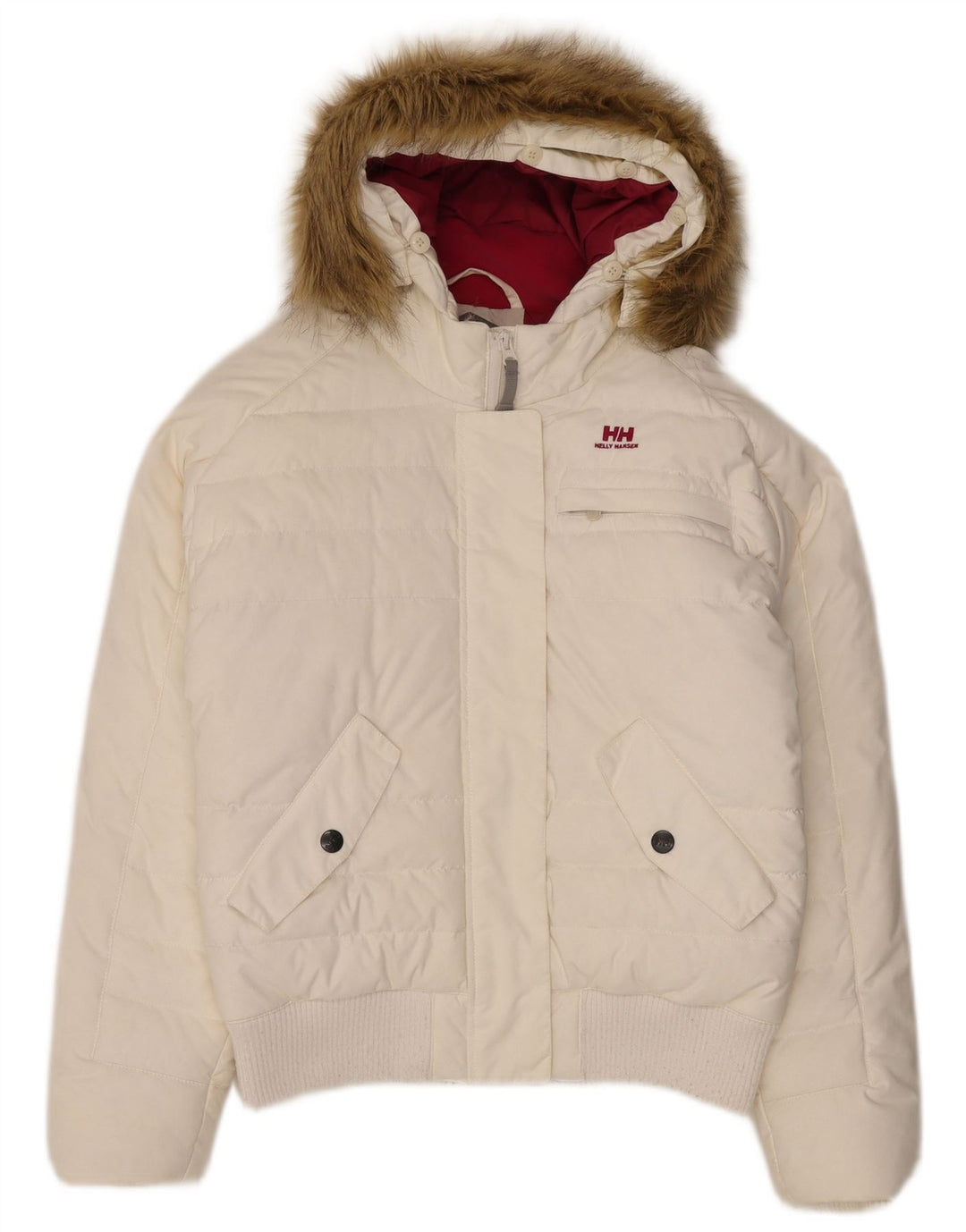 Giacca imbottita con cappuccio da donna Helly Hansen UK 12 nylon bianco medio