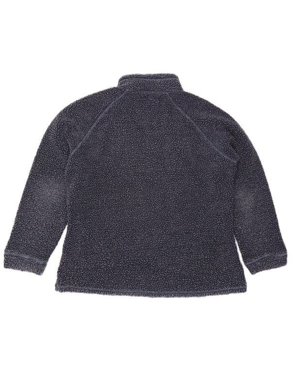 WEIRD FISH Womens Zip Neck Fleece Jumper UK 16 Large  Navy Blue Polyester