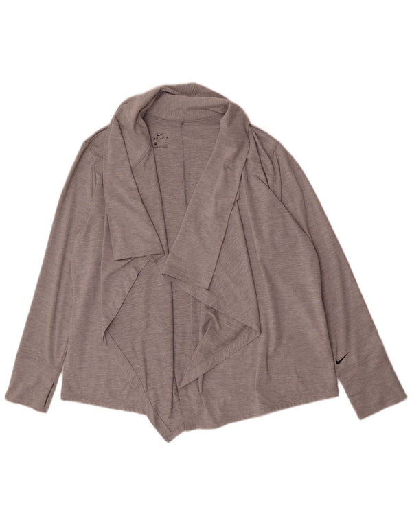 Top cardigan aperto Nike Dri Fit da donna UK 18 XL poliestere screziato grigio