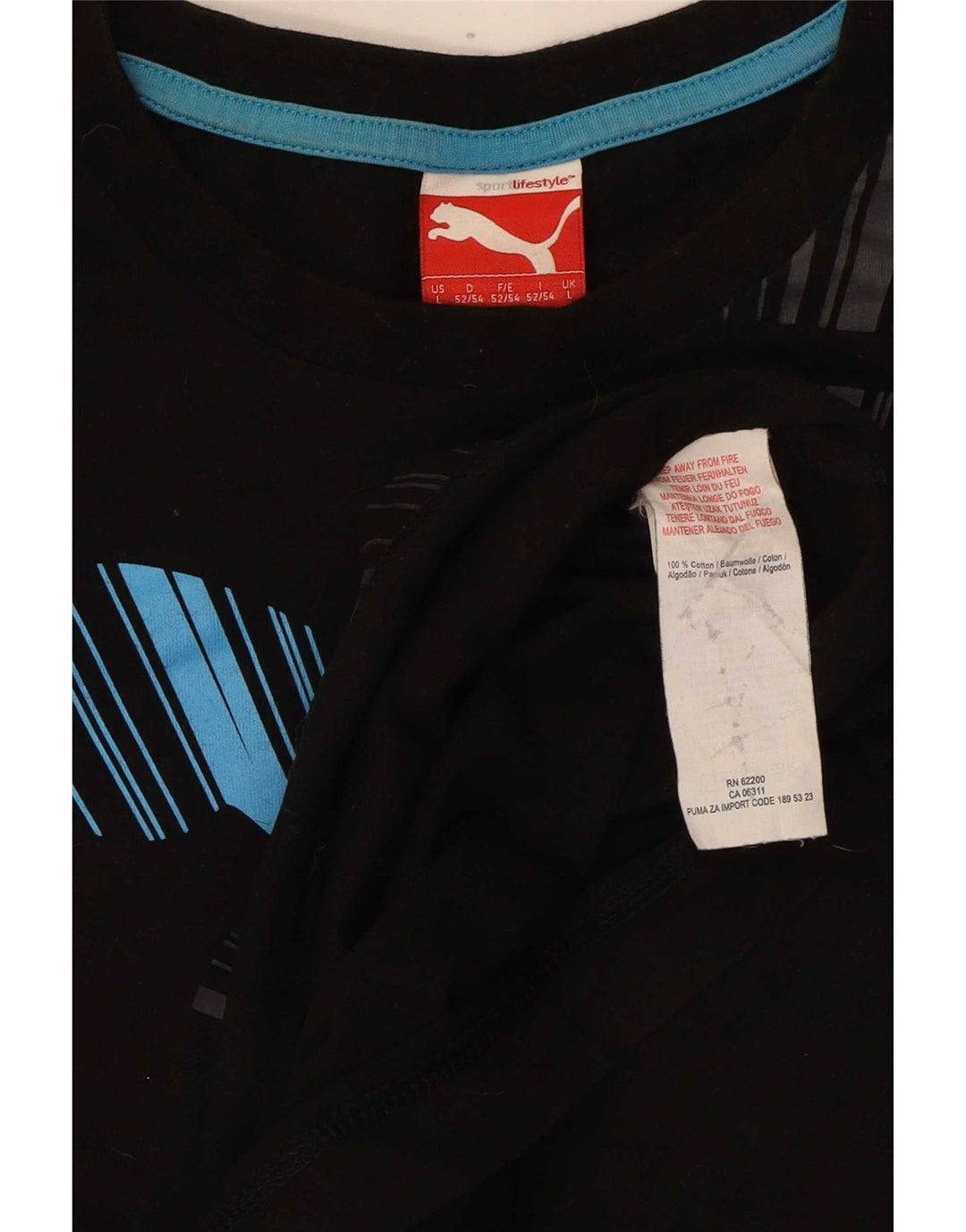 T-shirt grafica da uomo Puma Top grande in cotone nero
