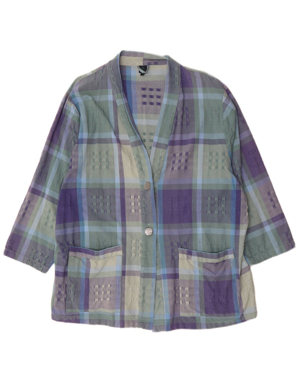 Giacca blazer vintage da donna con maniche a 3/4 IT 52/54 2XL a quadri multicolore