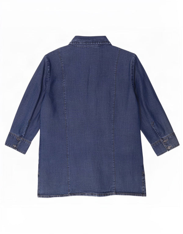 Camicia in denim con maniche a 3/4 da donna Marks & Spencer UK 12 Lyocell blu medio