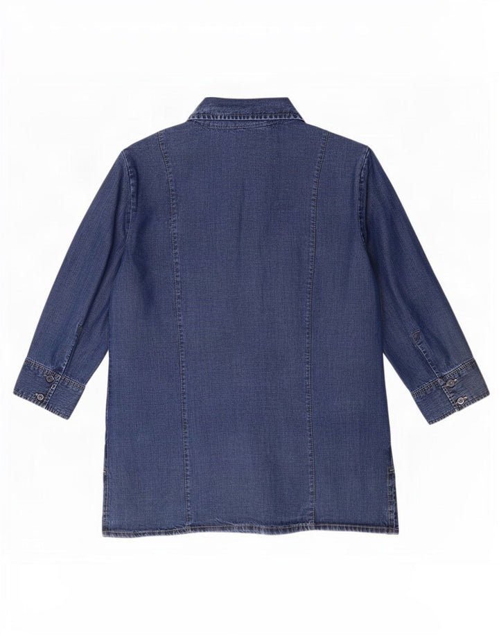 Camicia in denim con maniche a 3/4 da donna Marks & Spencer UK 12 Lyocell blu medio