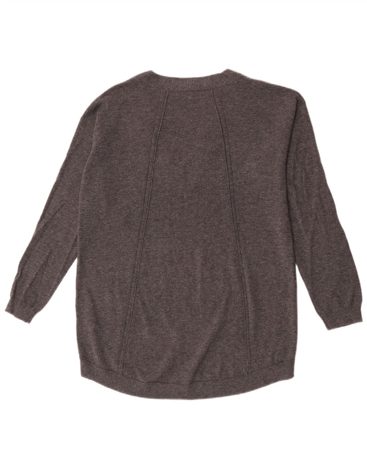 Maglione maglione oversize con scollo a V da donna Fat Face UK 12 Lana grigio medio